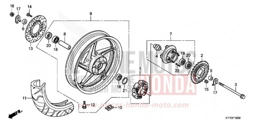 ROUE ARRIERE CBR125RC de 2012